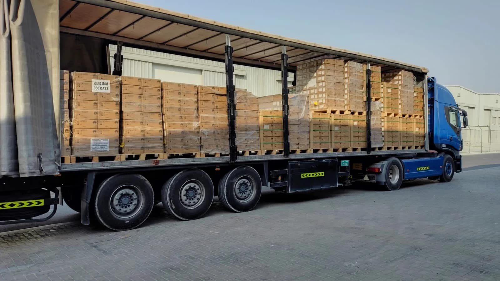 Loaded logistics truck ready for delivery